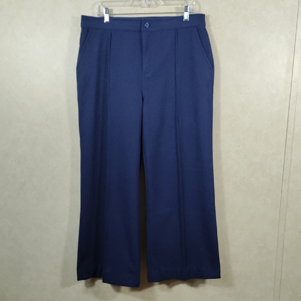 *D161 Beautiful blue & black plaid wide leg pants 14 NEW CLEARANCE